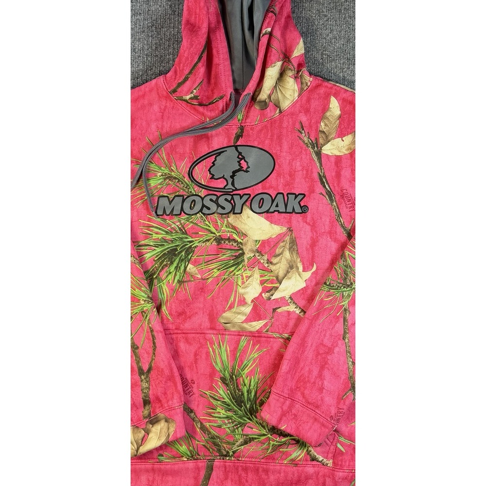 Mossy Oak Pink Camo Hoodie Women's Medium 8-10 Hunting Outdoor Pullover - Picture 2 of 6